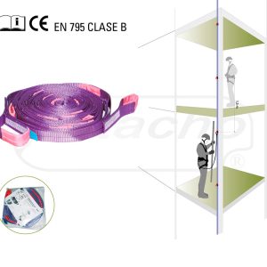 Patacho Linha de vida vertical em fita de 40M, com pontos de ancoragem a cada 1,5 metros